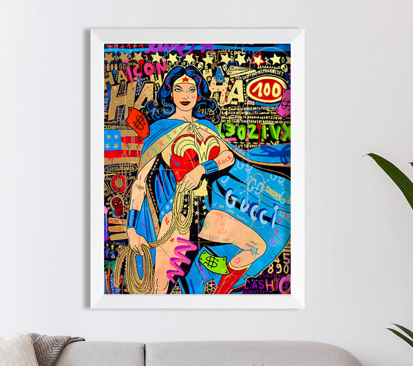 Wonder Woman Graffiti Gold Foil Print