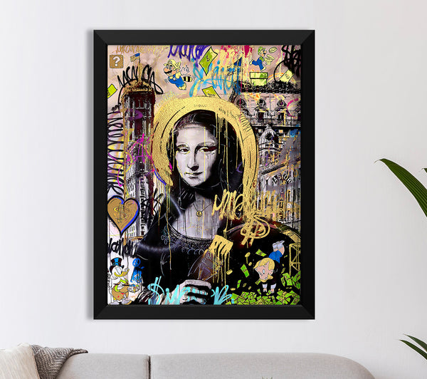 Mona Lisa Graffiti Gold Foil Print