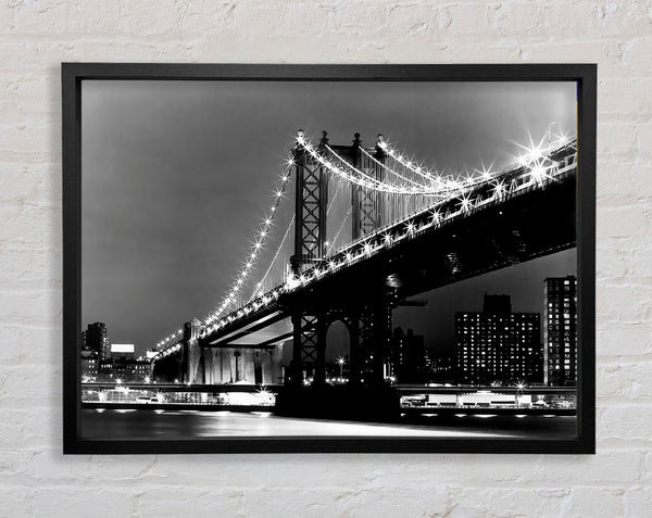 Brooklyn Bridge Lights B n W