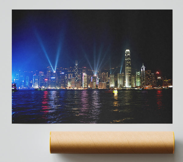 Hong Kong Strobe Light Reflections