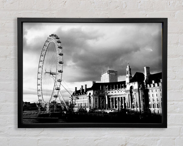 London Eye Clouds B n W