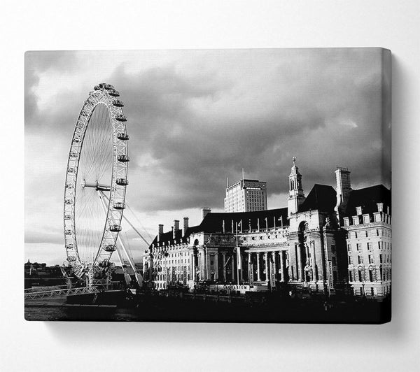 London Eye Clouds B n W