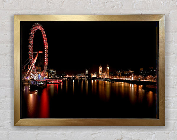 London Eye Red Water Reflections