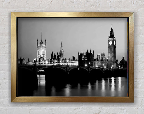 London Houses Of Parliament With Big Ben B n W