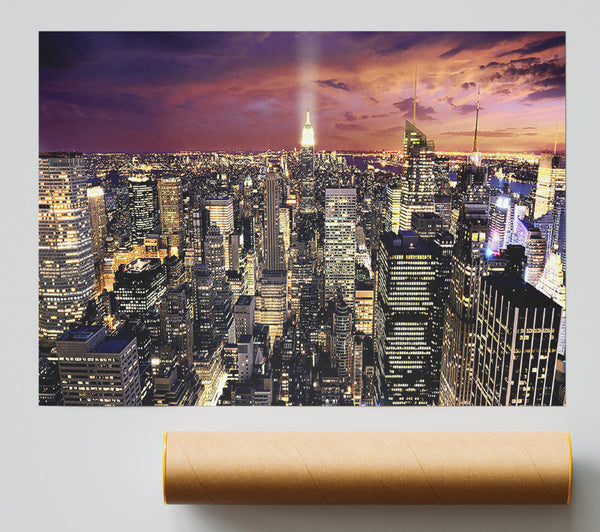 Manhattan Aerial View At Night