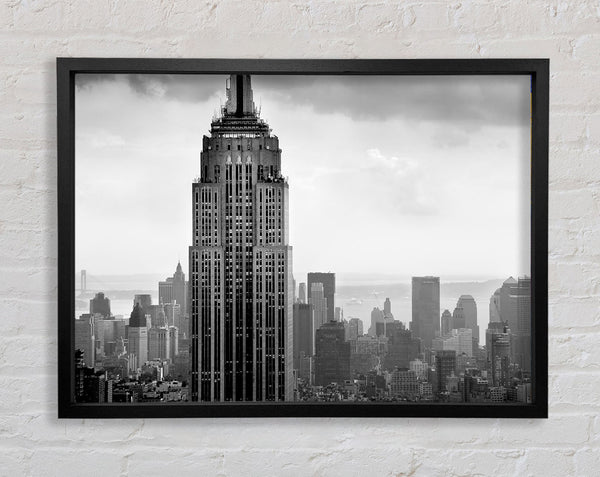 New York City Empire State B n W Skies