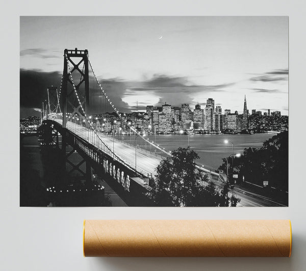 New York City From Brooklyn Bridge B N W