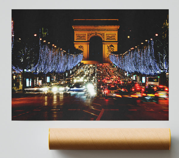 Paris Arc De Triomphe Night Lights