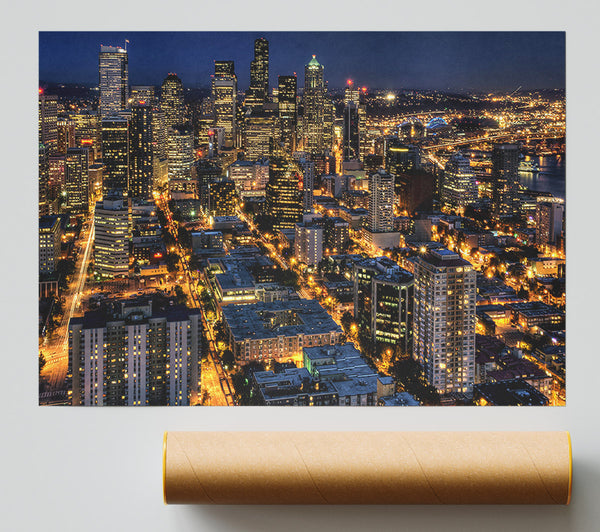 Seattle At Night From The Space Needle