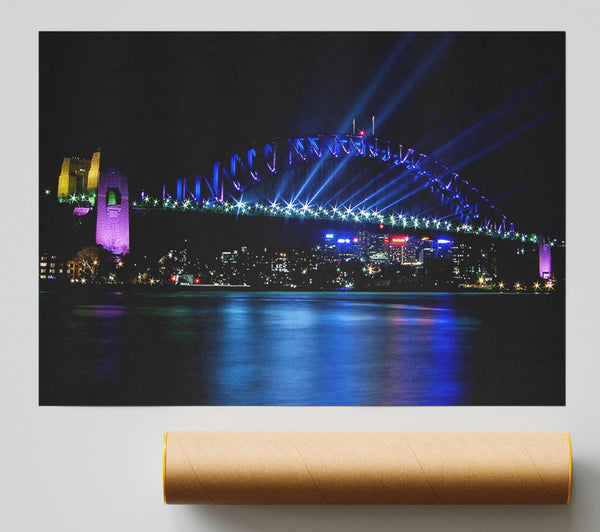 Sydney Harbour Bridge Blue Light