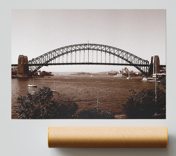 Sydney Harbour Bridge Retro Sepia