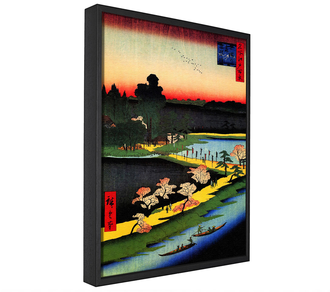 A picture of a Hiroshige Azuma Shrine And The Entwined Camphor framed canvas print sold by Wallart-Direct.co.uk