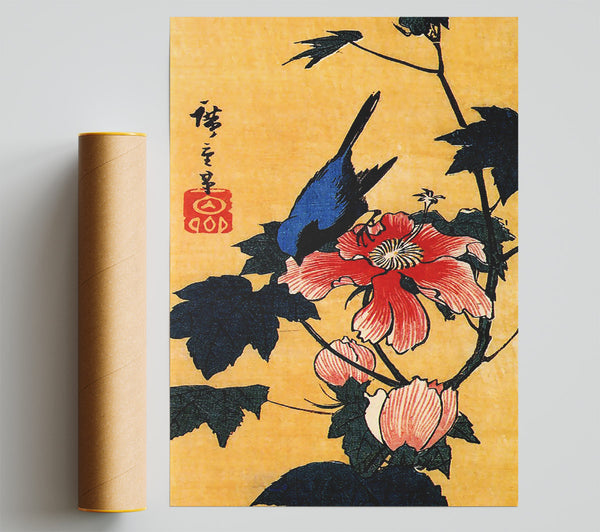 Hiroshige Bird On A Hibiscus Flower