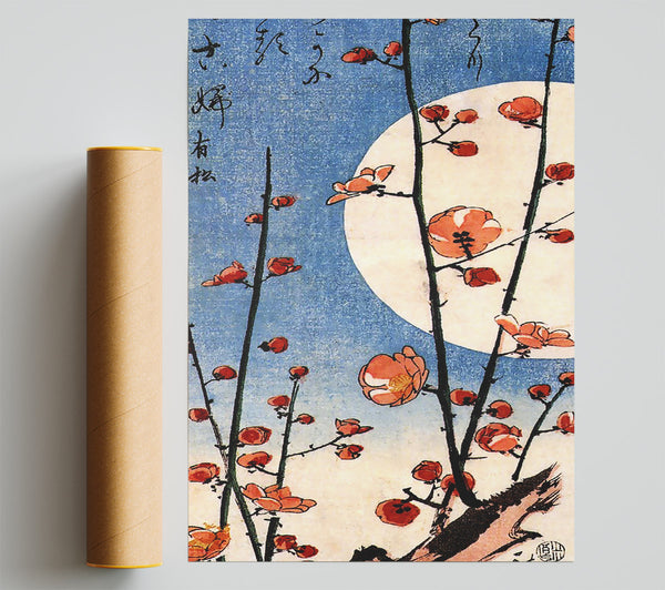 Hiroshige Blooming Plum Tree With Full Moon