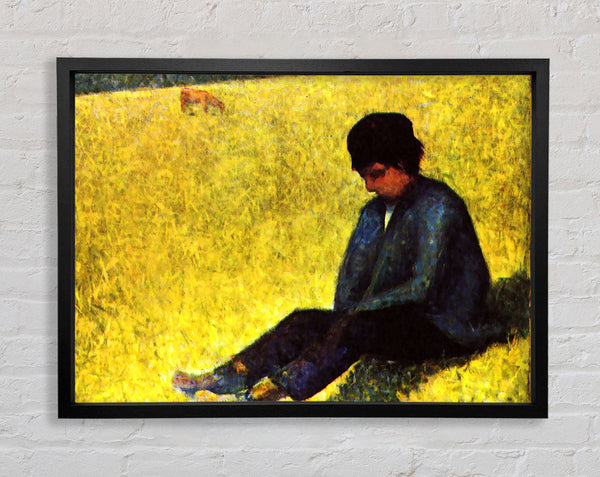 Seurat Boy Sitting On A Lawn