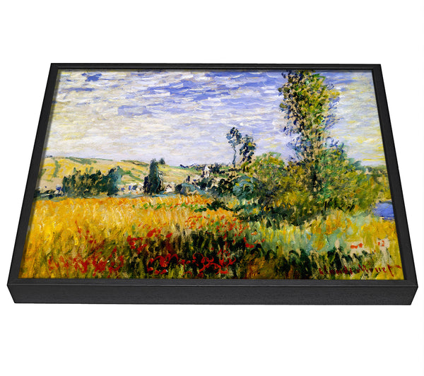 A picture of a Claude Monet Fields framed canvas print sold by Wallart-Direct.co.uk