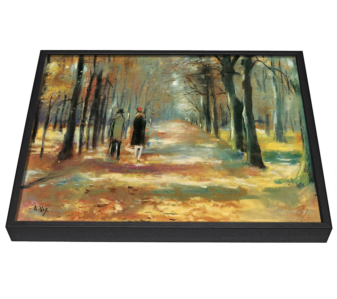 A picture of a Lesser Ury Couple Walking In The Woods framed canvas print sold by Wallart-Direct.co.uk