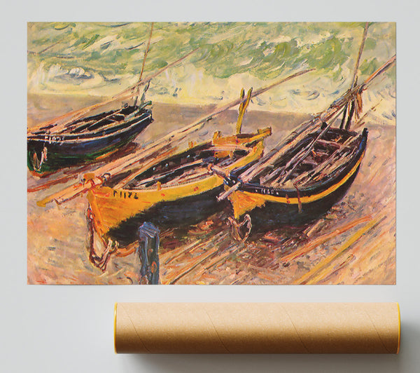 Monet Dock Of Etretat (Three Fishing Boats)