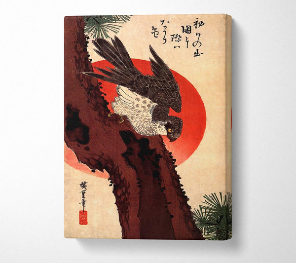 Hiroshige Falcon On A Pine With Rising Sun