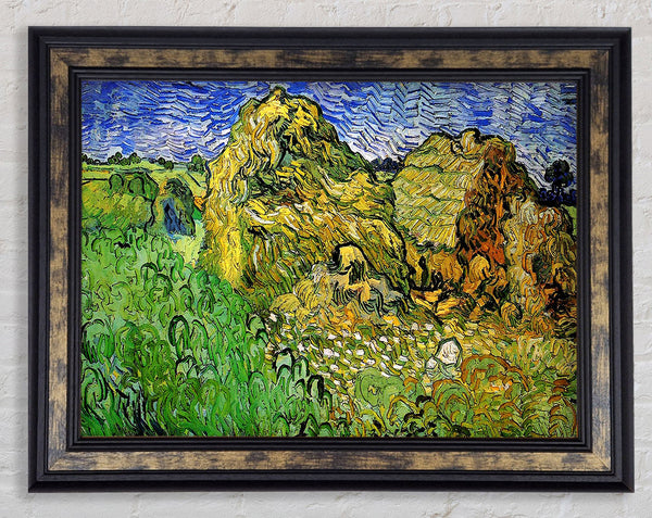 Van Gogh Field With Wheat Stacks