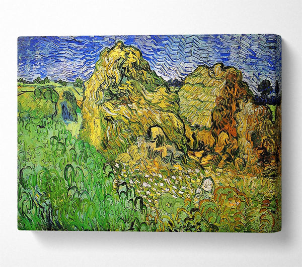 Van Gogh Field With Wheat Stacks