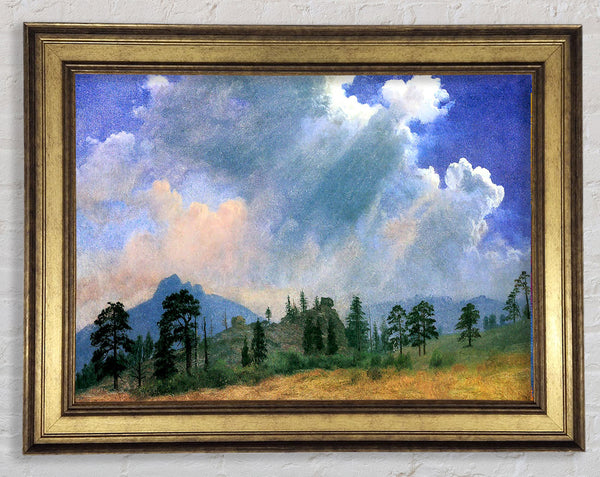 Bierstadt Fir Trees And Storm Clouds