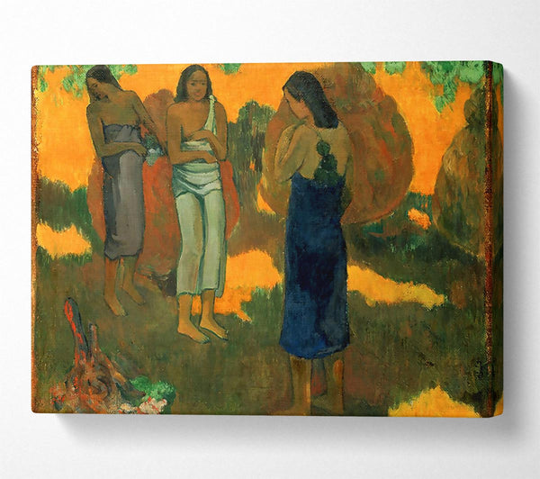 Gauguin Three Tahitain Women Against A Yellow Background