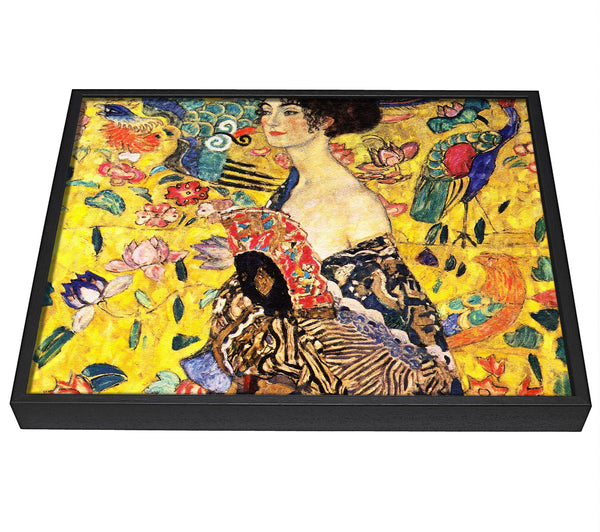 A picture of a Klimt Lady With Fan framed canvas print sold by Wallart-Direct.co.uk