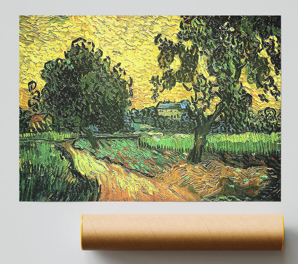 Van Gogh Landscape With Castle Auvers At Sunset