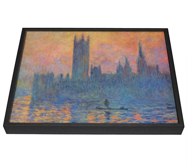 A picture of a Monet London Parliament In Winter framed canvas print sold by Wallart-Direct.co.uk