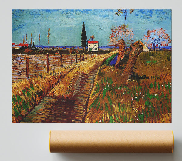 Van Gogh Path Through A Field With Willows