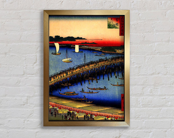 Hiroshige Ryogoku Bridge And The Great Riverbank