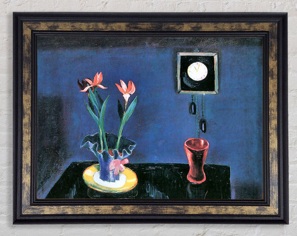 Walter Gramatte Still Life With Clock And Tulip Pot