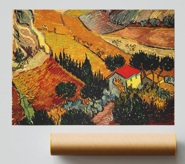 Van Gogh Landscape With House And Ploughman