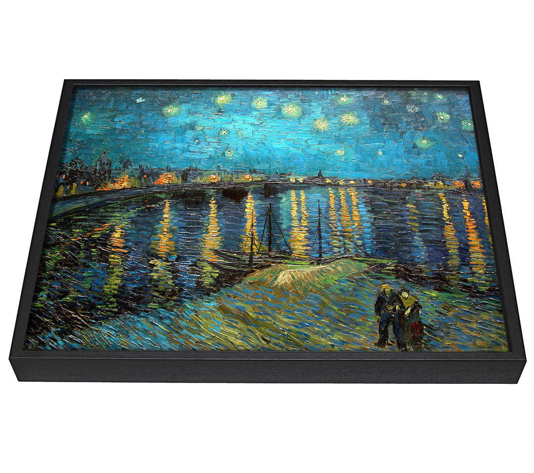 A picture of a Van Gogh Starry Night Over The Rhone framed canvas print sold by Wallart-Direct.co.uk