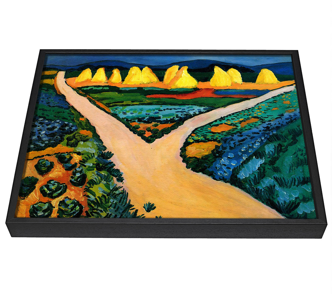 A picture of a August Macke Vegetable Fields framed canvas print sold by Wallart-Direct.co.uk