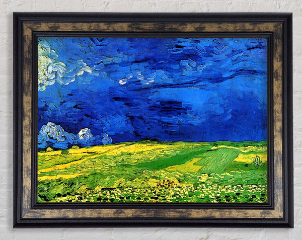 Van Gogh Wheat Field Under Clouded Sky