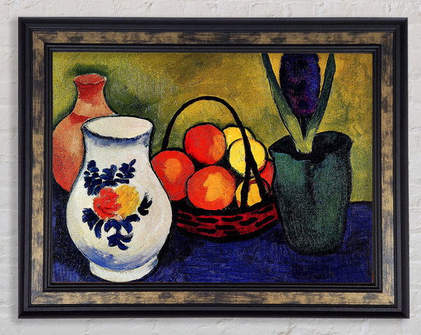 August Macke White Jug With Flowers And Fruits