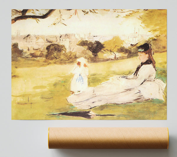 Morisot Woman And Child Sitting In A Field