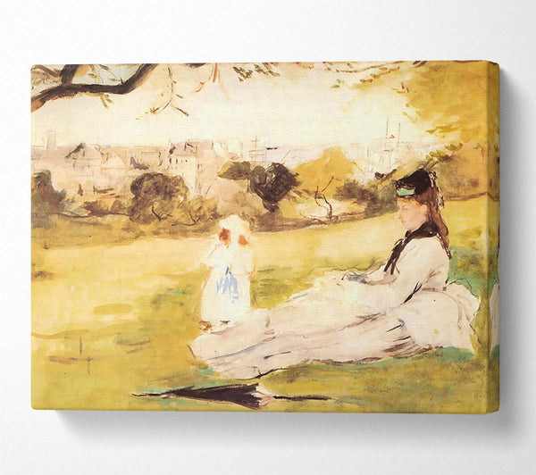 Morisot Woman And Child Sitting In A Field