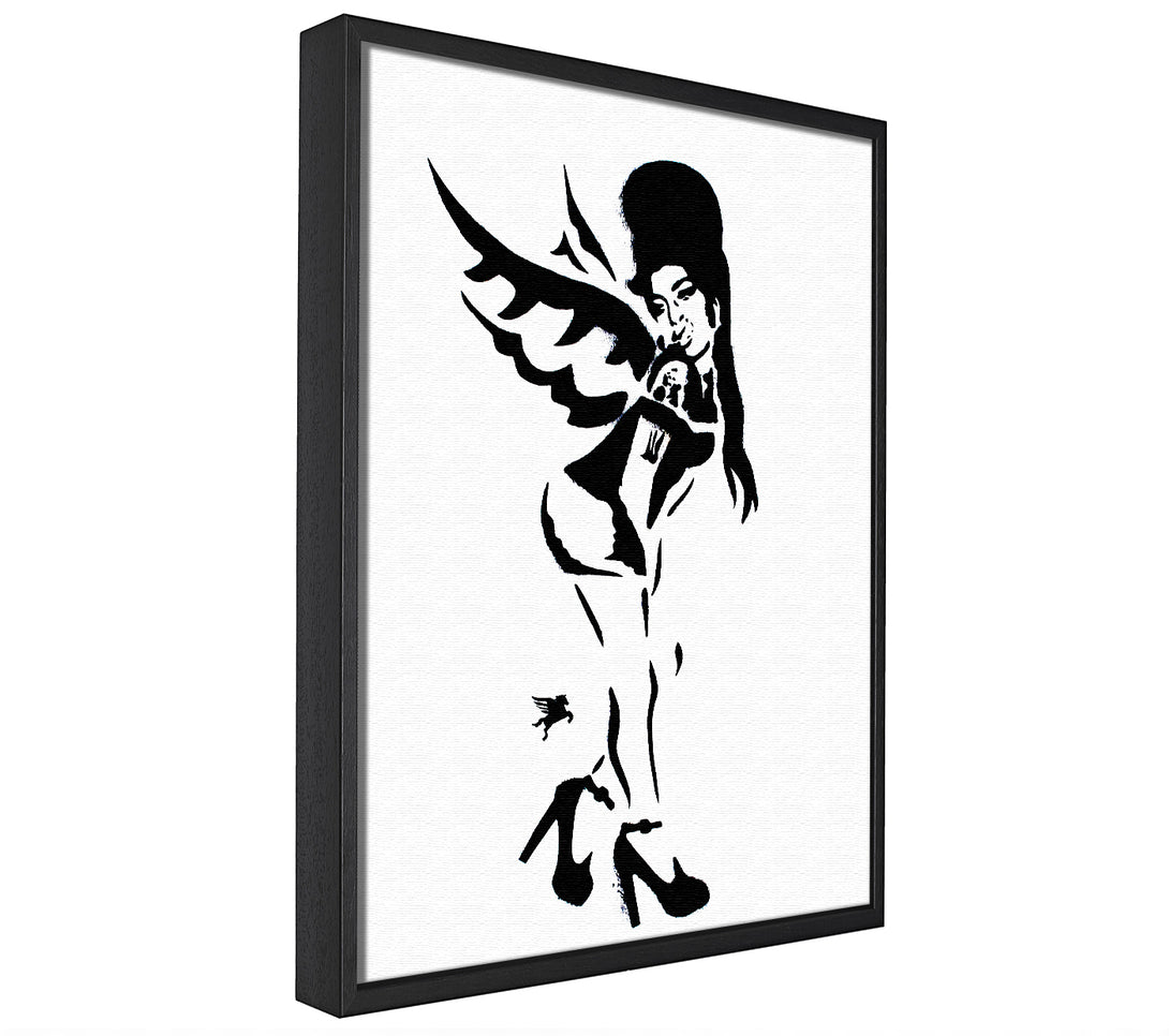 A picture of a Amy Winehouse Wings framed canvas print sold by Wallart-Direct.co.uk