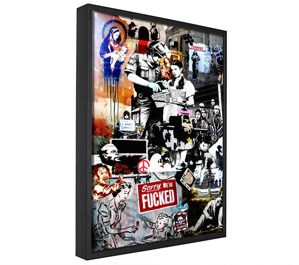 A picture of a Banksy Collage 2 framed canvas print sold by Wallart-Direct.co.uk