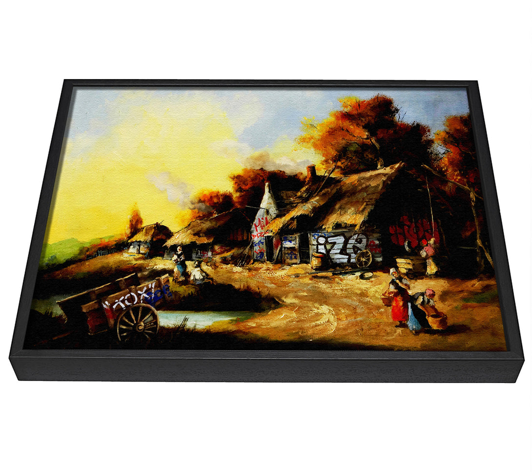 A picture of a Countryside Graffiti framed canvas print sold by Wallart-Direct.co.uk