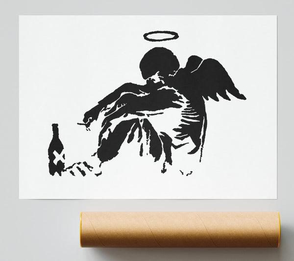 Banksy Fallen Angel Black White