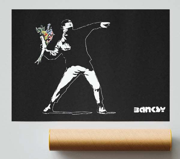 Banksy Flower Thrower Black