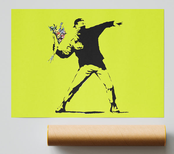 Banksy Flower Thrower Lime Green