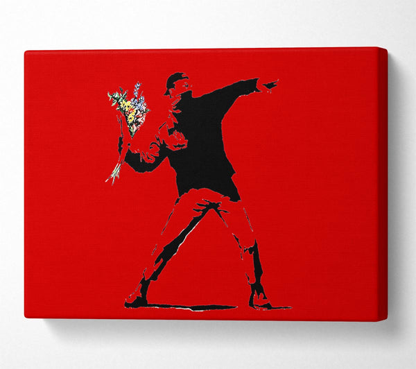 Banksy Flower Thrower Red