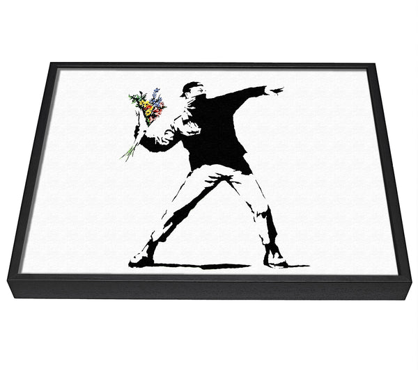 A picture of a Flower Thrower White framed canvas print sold by Wallart-Direct.co.uk