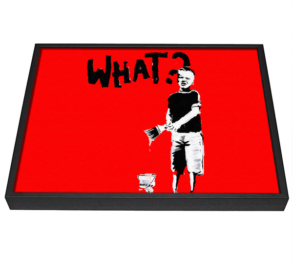 A picture of a Graffiti Kid What Red framed canvas print sold by Wallart-Direct.co.uk