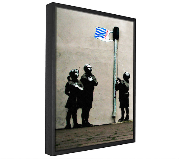 A picture of a Homage To The Tesco Flag framed canvas print sold by Wallart-Direct.co.uk